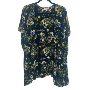 LOFT outlet floral cover up boho casual modest short sleeve oversize woman's M/L